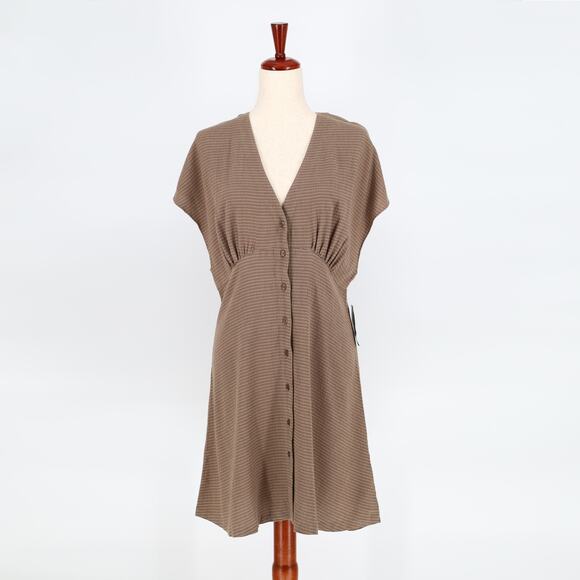 Samsoe Samsoe Women Brown Viscose Valerie Button Front Casual Dress Size M - Picture 3 of 10